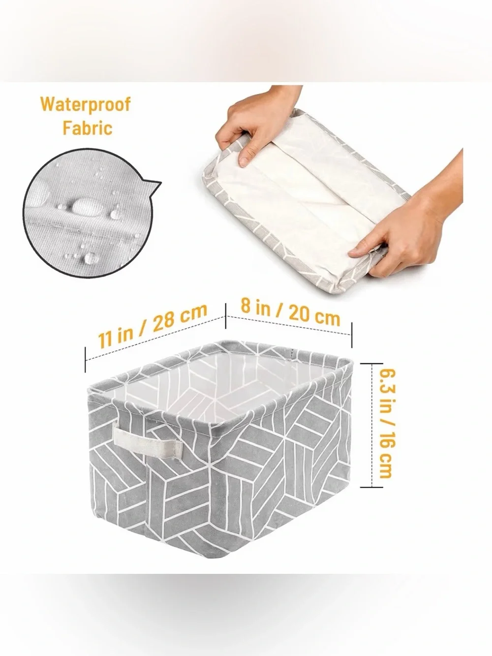 CROWNED 6-Pack Foldable Fabric Storage Bins – Gray/White